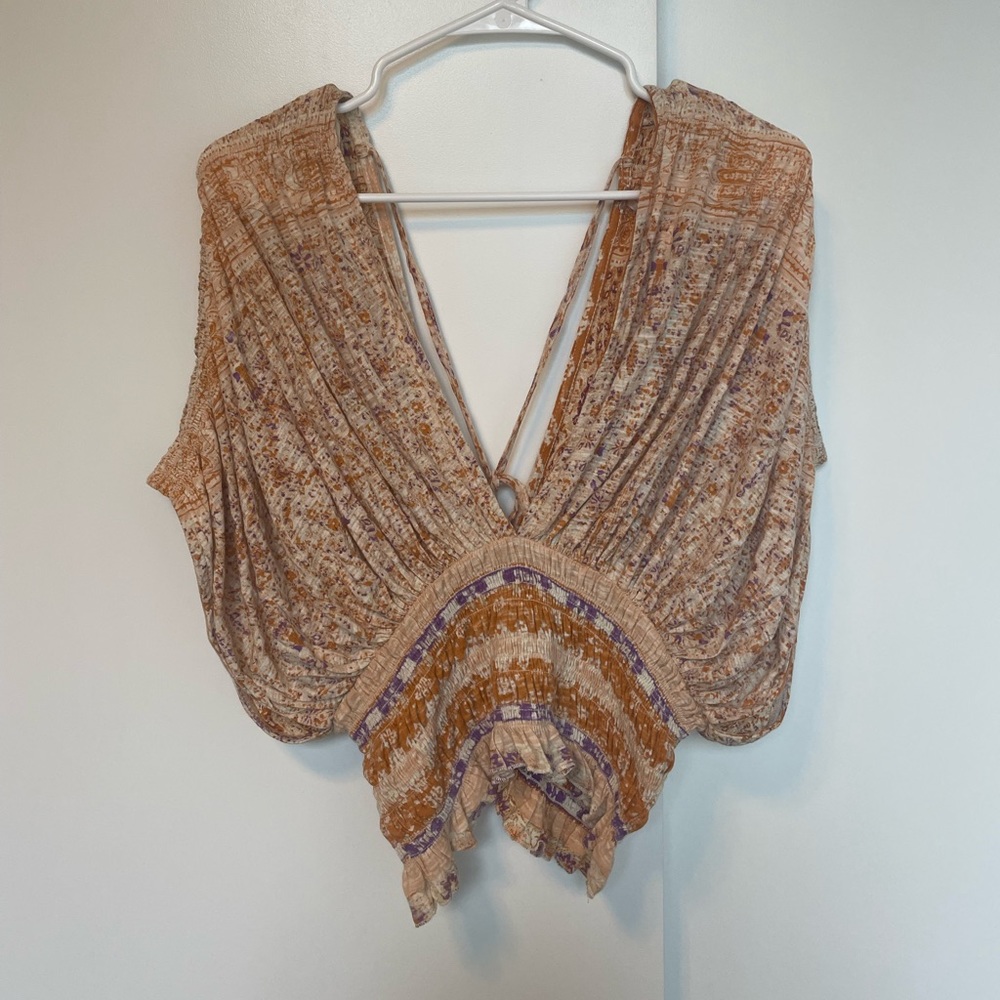 NWT Free People Next Vacation Smocked Crop Top - Picture 3 of 6